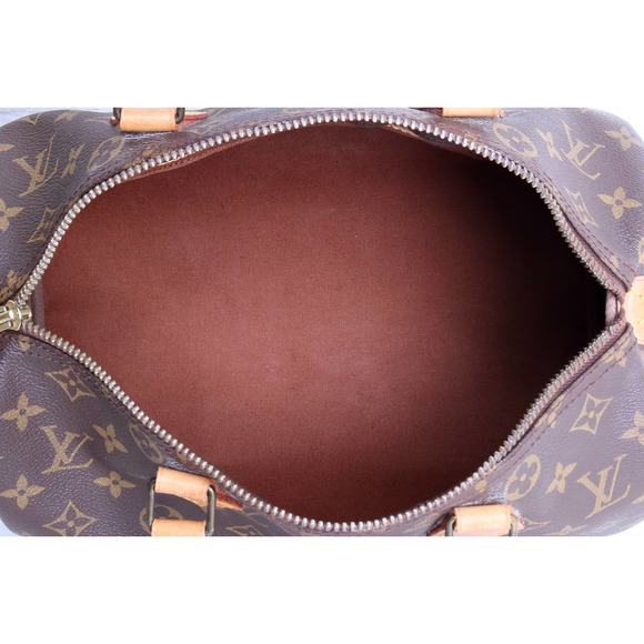Louis Vuitton Speedy 30 Monogram Satchel Purse Brown Bag Handbag Large Tote Zip - Picture 5 of 16